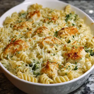 High Protein Alfredo Bake: Creamy Chicken Pasta Casserole