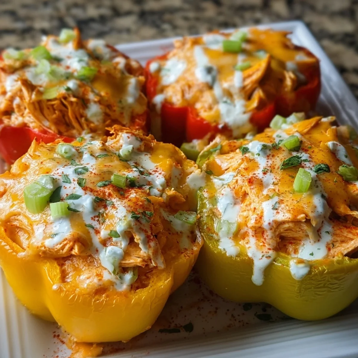 High-Protein Buffalo Chicken Stuffed Peppers Recipe