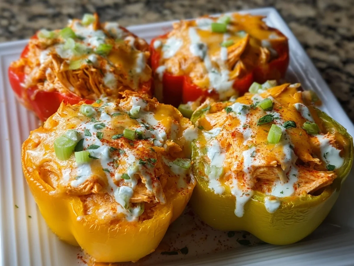 High-Protein Buffalo Chicken Stuffed Peppers Recipe - Featured Image