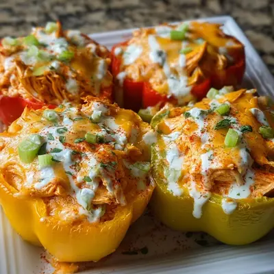 High-Protein Buffalo Chicken Stuffed Peppers Recipe