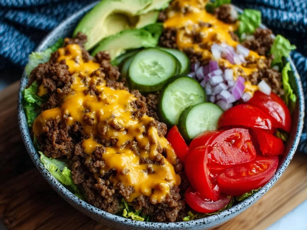 High Protein Cheeseburger Bowls | Low Carb Meal Prep - Featured Image