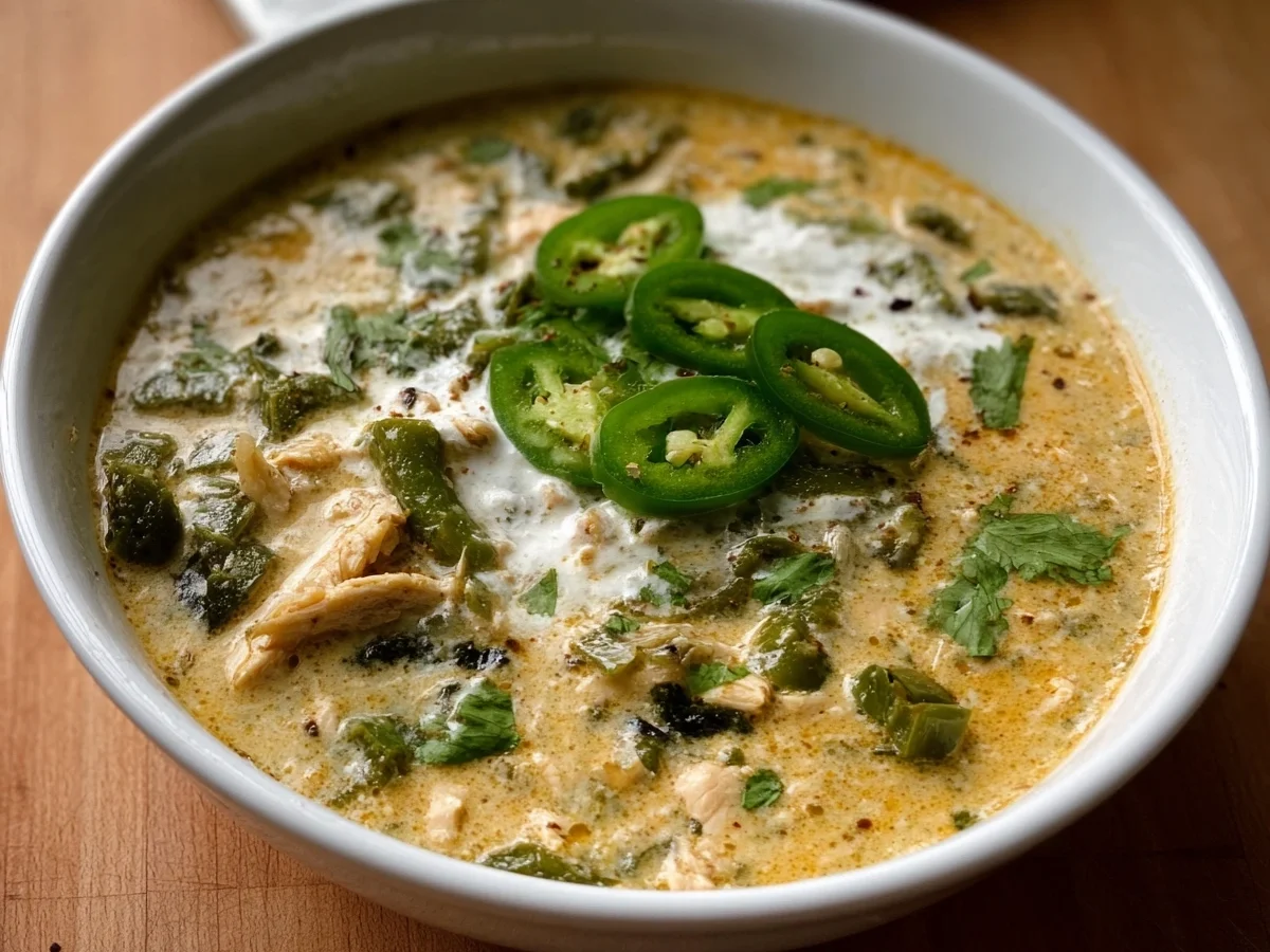 High Protein Creamy Chicken Poblano Soup for Meal Prep - Featured Image