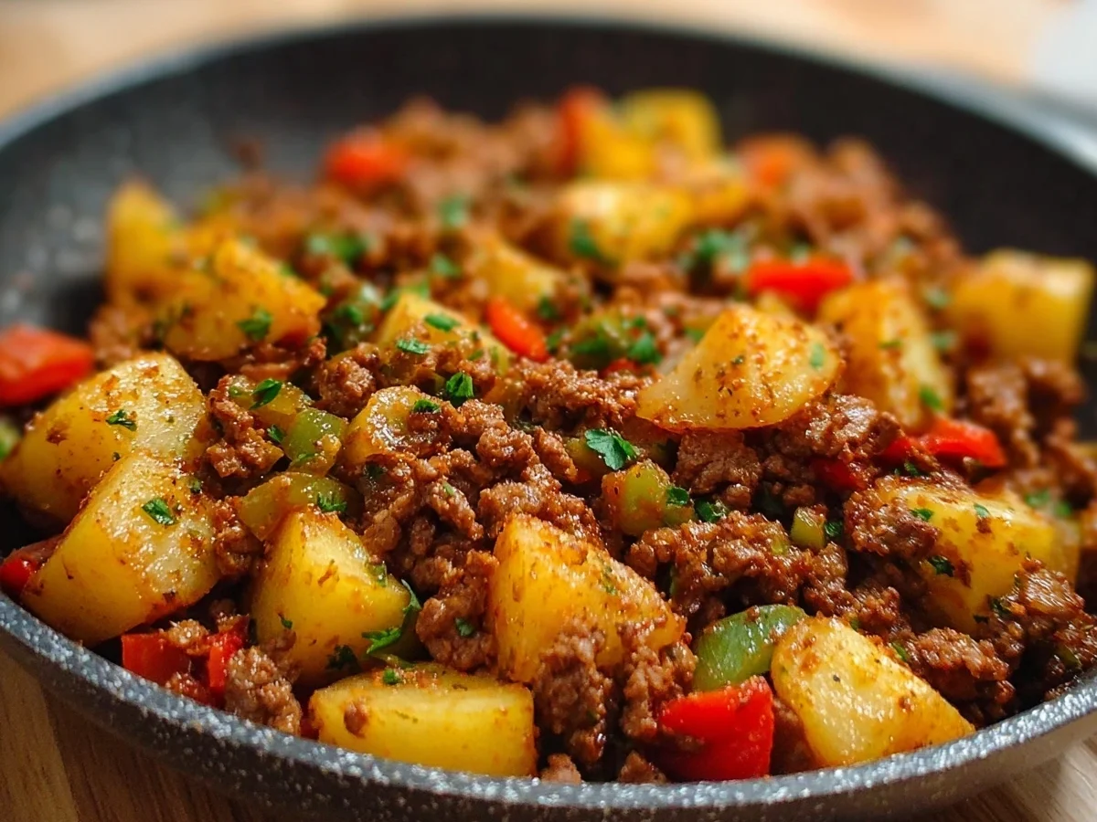 High Protein Ground Beef & Potatoes One-Pan Meal Prep - Featured Image