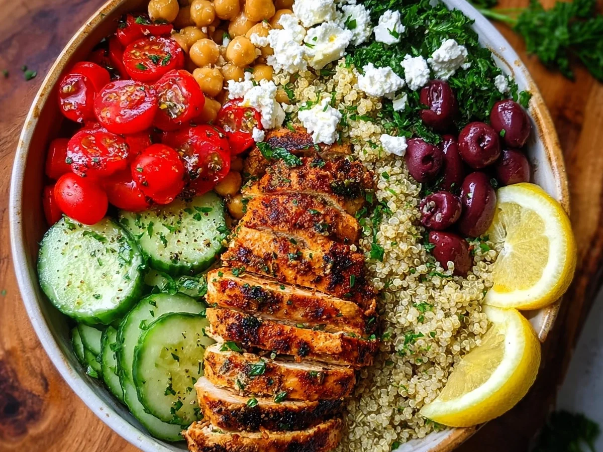 High Protein Mediterranean Chicken Bowl Meal Prep - Featured Image