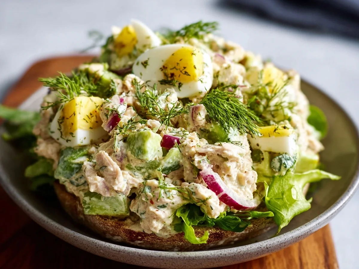 High Protein No-Mayo Cottage Cheese Tuna Salad - Featured Image