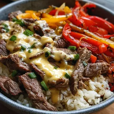 High Protein Philly Cheesesteak Rice Bowls