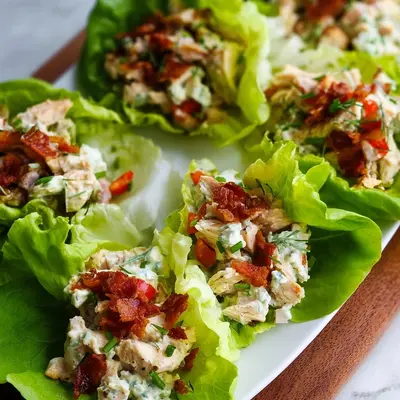 Low Carb Chicken Turkey Ham Ranch Lettuce Wraps Meal Prep