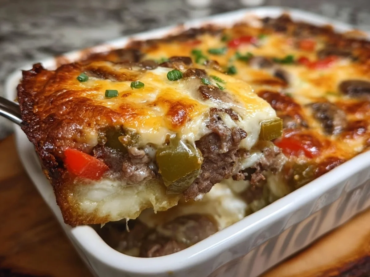 Low Carb Philly Cheesesteak Casserole: Easy Weeknight Meal - Featured Image