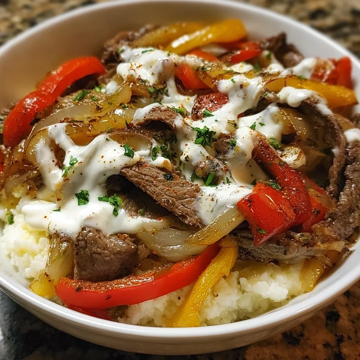 Philly Cheesesteak Bowl: High Protein Low Carb Dinner
