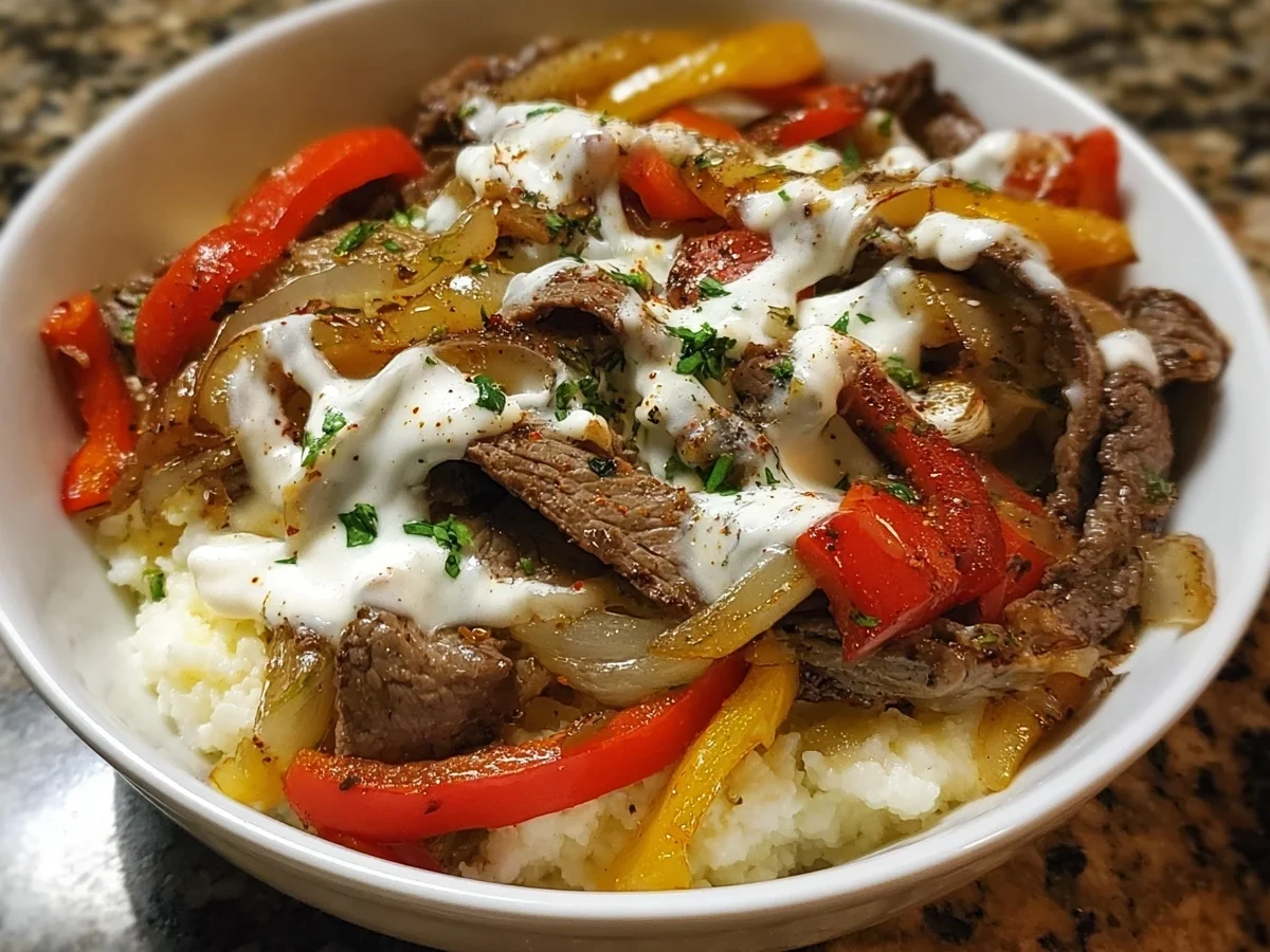 Philly Cheesesteak Bowl: High Protein Low Carb Dinner - Featured Image