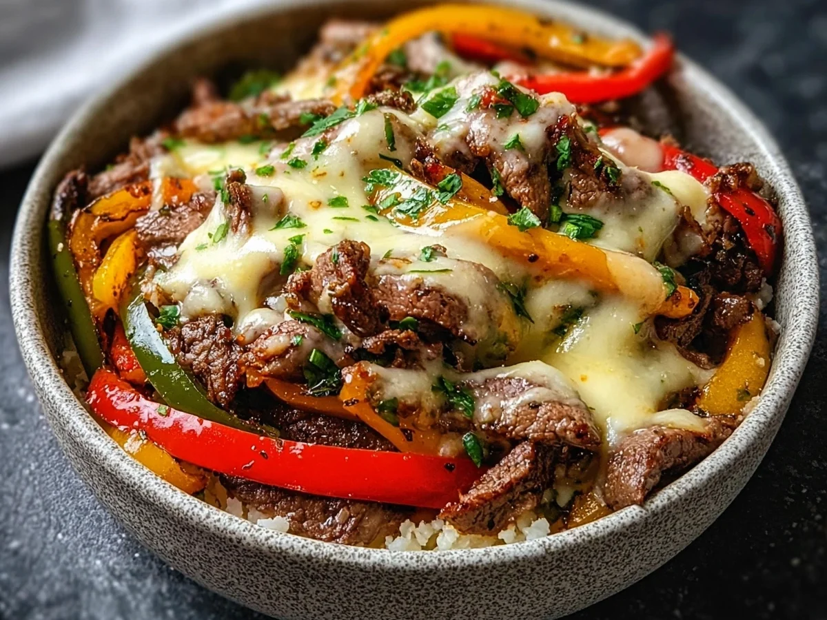 Philly Cheesesteak Bowls - Low Carb & 30 Mins - Featured Image