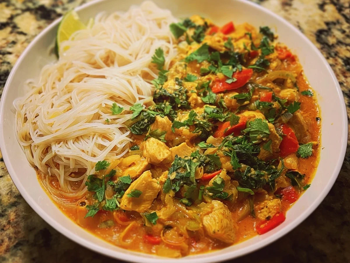 Protein Coconut Curry Chicken Rice Noodles - Featured Image