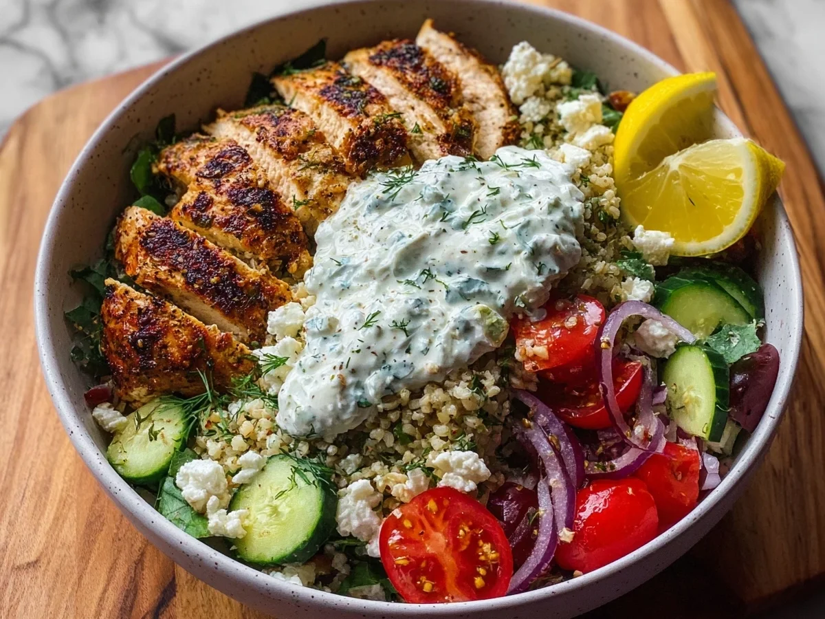 Protein Greek Chicken Power Bowl with Tzatziki - Featured Image
