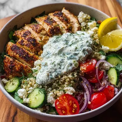 Protein Greek Chicken Power Bowl with Tzatziki