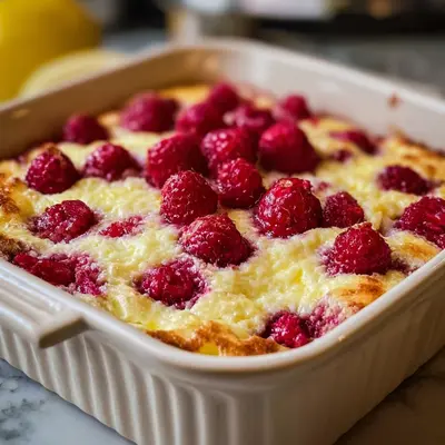 Protein-Packed Lemon Raspberry Cottage Cheese Bake