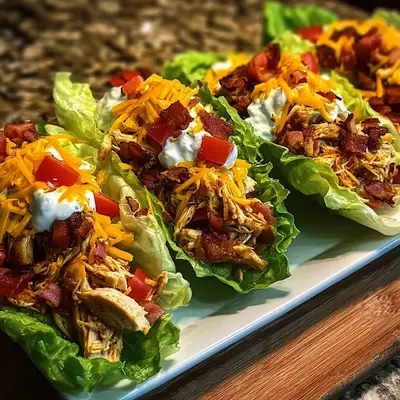 Quick Low-Carb Chicken Turkey Ham Ranch Lettuce Boats