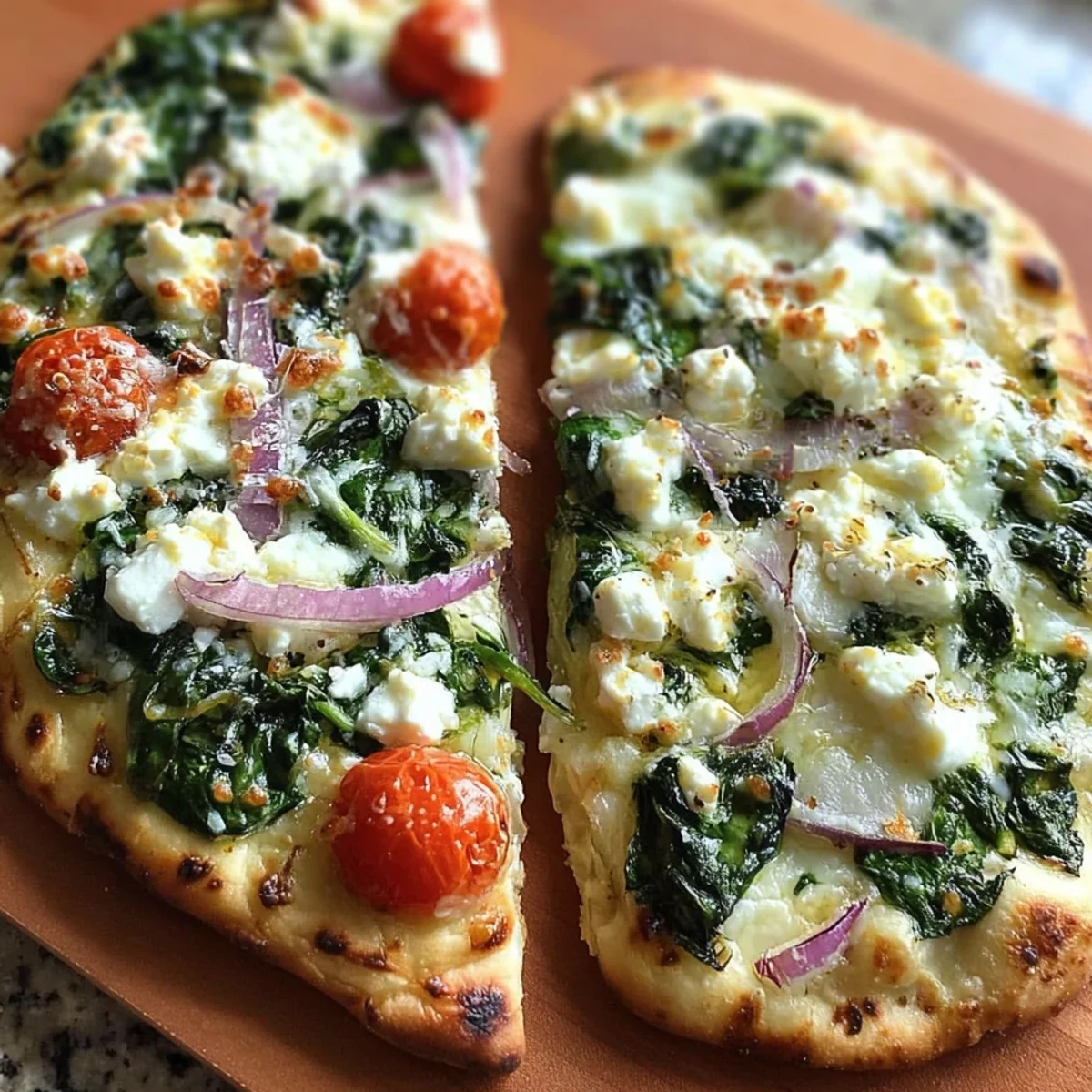Quick Spinach Feta Flatbread Pizza: Mediterranean