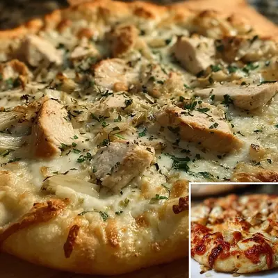 Roasted Garlic White Chicken Pizza: High Protein
