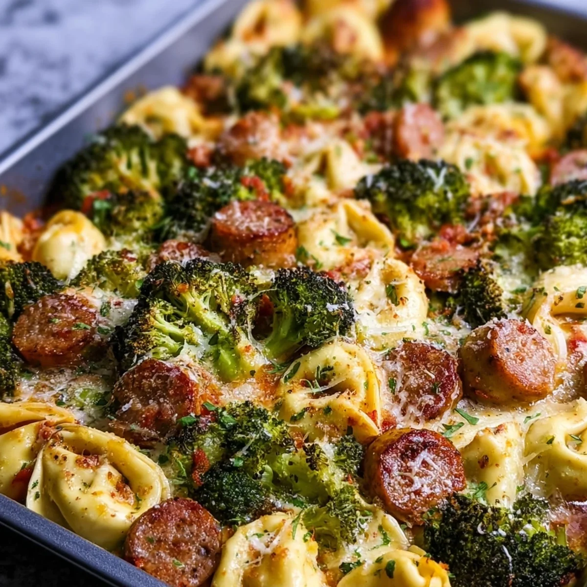 Sheet Pan Broccoli Tortellini Bake: High Protein Dinner