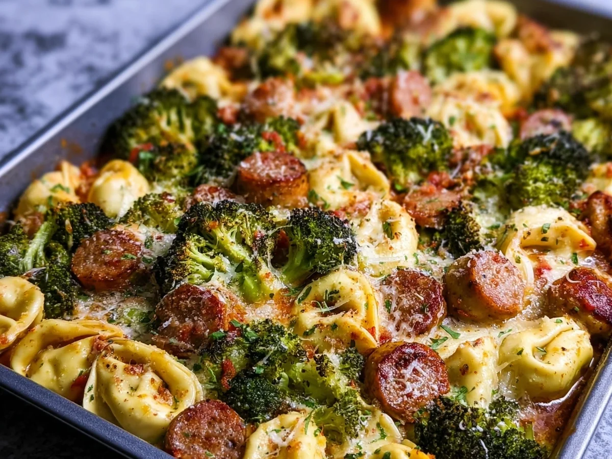 Sheet Pan Broccoli Tortellini Bake: High Protein Dinner - Featured Image