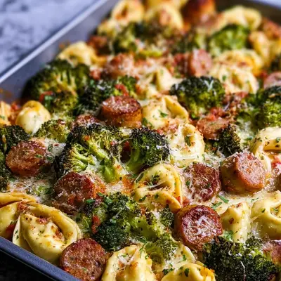 Sheet Pan Broccoli Tortellini Bake: High Protein Dinner