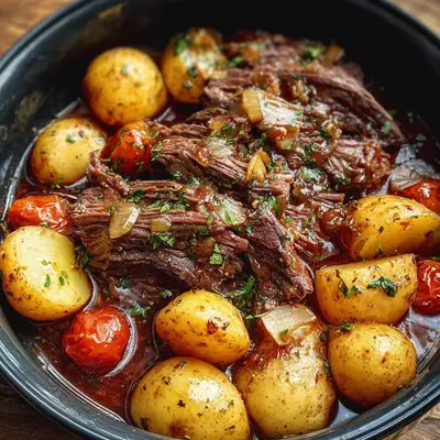 Slow Cooker Garlic Butter Beef & Potatoes Recipe