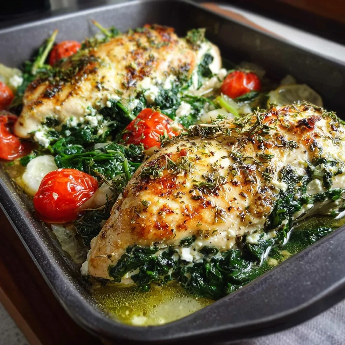 Spinach Feta Baked Chicken: One-Pan Greek Delight