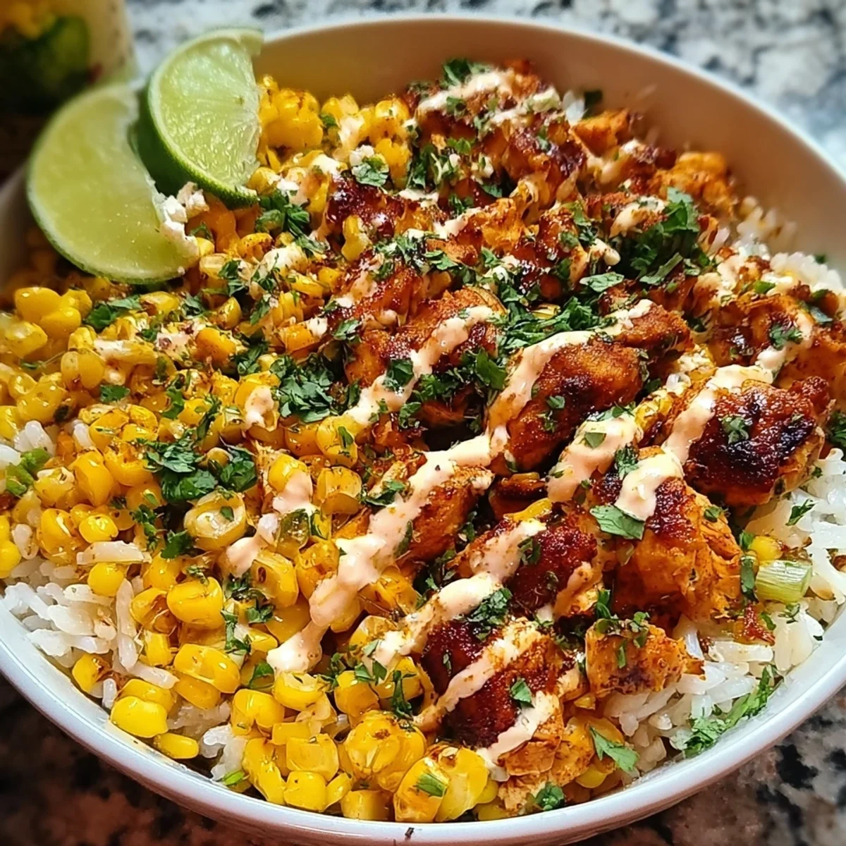 Street Corn Chicken Rice Bowl: High Protein Meal Prep