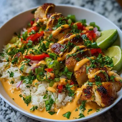 Sweet Chili Chicken Bowl with Coconut Lime Drizzle